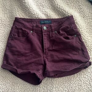AÉROPOSTALE High Wasted Midi Burgundy Jean Shorts Size 2